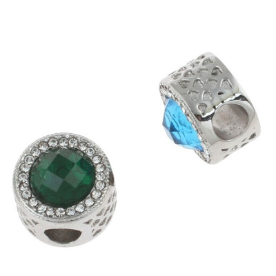 Stainless steel bead with colored stone