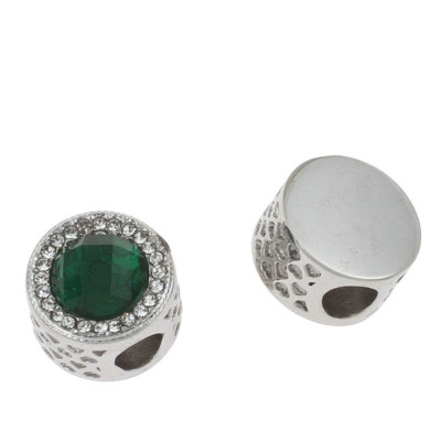 Stainless steel bead with colored stone