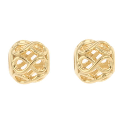 Bead with large through hole decorated with horizontal eight GOLD GALVANIZATION surgical steel