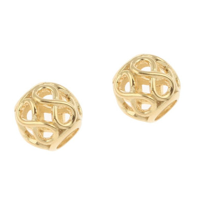 Bead with large through hole decorated with horizontal eight GOLD GALVANIZATION surgical steel