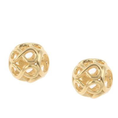 Bead with large through hole decorated with horizontal eight GOLD GALVANIZATION surgical steel