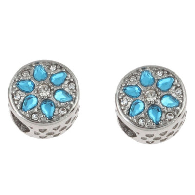 Bead with rhinestones Light Rose or Aquamarine surgical steel