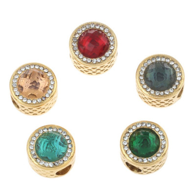 Bead in gold plating with colored surgical steel stones