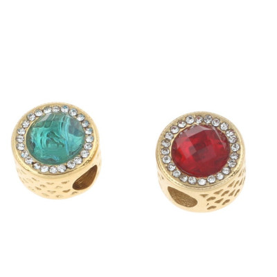 Bead in gold plating with colored surgical steel stones