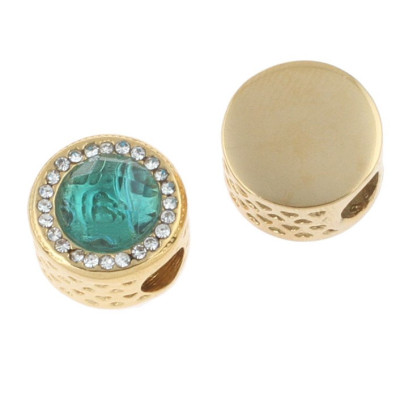 Bead in gold plating with colored surgical steel stones