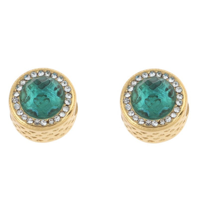 Bead in gold plating with colored surgical steel stones