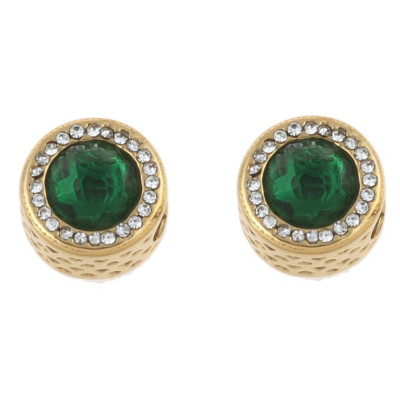 Bead in gold plating with colored surgical steel stones