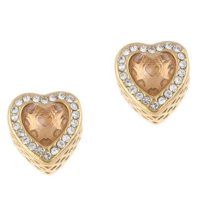 Bead in gold galvanizing heart with colored surgical steel stones