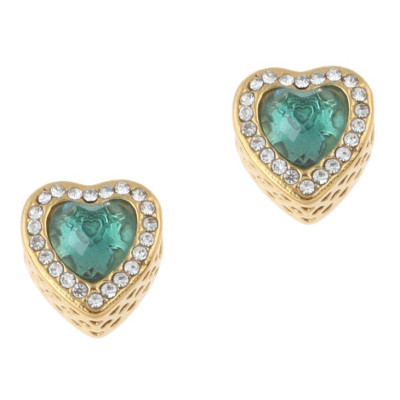 Bead in gold galvanizing heart with colored surgical steel stones