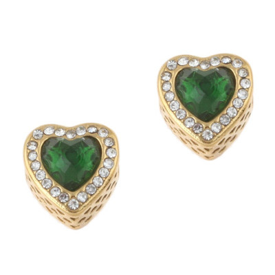 Bead in gold galvanizing heart with colored surgical steel stones