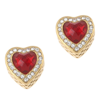 Bead in gold galvanizing heart with colored surgical steel stones