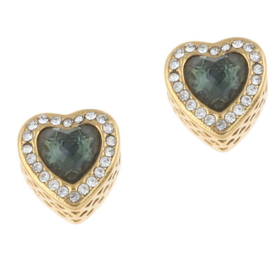 Bead in gold galvanizing heart with colored surgical steel stones