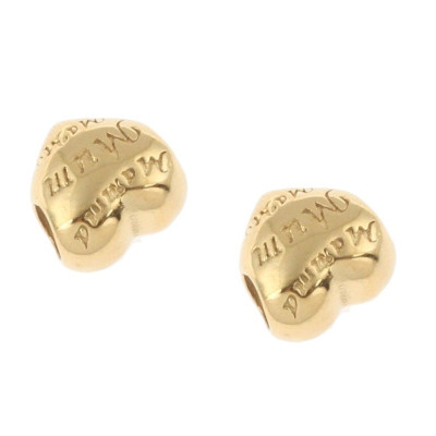 Bead heart with lettering MUM in gold galvanized surgical steel