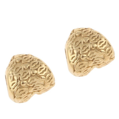 Bead heart decorated with hearts and lips gold galvanized surgical steel