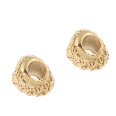 Bead heart decorated with hearts and lips gold galvanized surgical steel