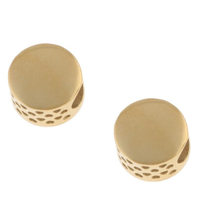 Bead decorated with heart and chatons gold galvanized surgical steel