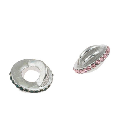 Extension ring decorated with rhinestones in four colors of surgical steel