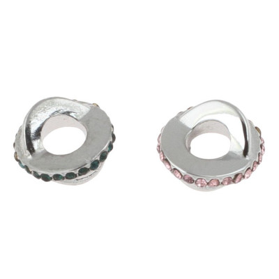 Extension ring decorated with rhinestones in four colors of surgical steel