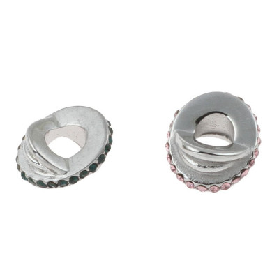 Extension ring decorated with rhinestones in four colors of surgical steel