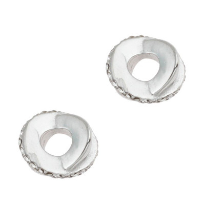 Extension ring decorated with rhinestones in four colors of surgical steel