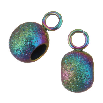 Bead with eyelet 6mm surgical steel color plating diamond treatment