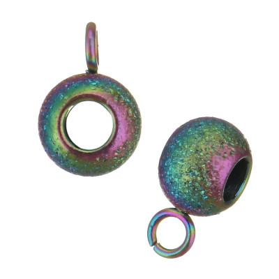 Bead with eyelet 6mm surgical steel color plating diamond treatment