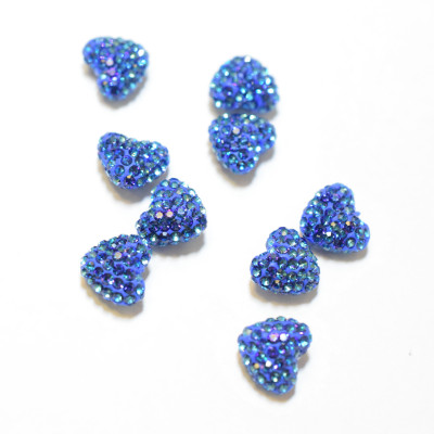 Chaton Heart Small Crystal Bermuda Blue 9 x 10.5mm Drilled