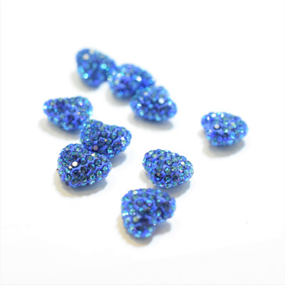 Šatonová srdce menší Crystal Bermuda Blue 9 x 10,5mm polovrtané