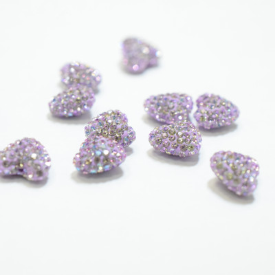 Rhinestone heart smaller Crystal Vitrail LIght 9 x 10.5mm drilled