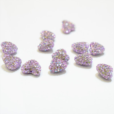 Rhinestone heart smaller Crystal Vitrail LIght 9 x 10.5mm drilled