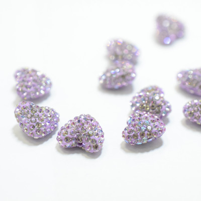 Rhinestone heart smaller Crystal Vitrail LIght 9 x 10.5mm drilled