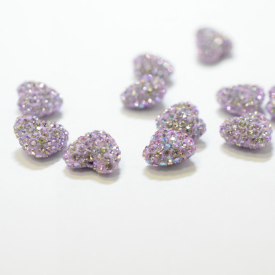 Rhinestone heart smaller Crystal Vitrail LIght 9 x 10.5mm drilled