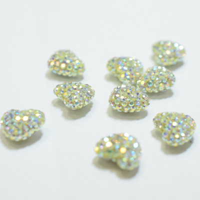 Rhinestone heart smaller Crystal AB 9 x 10,5mm drilled