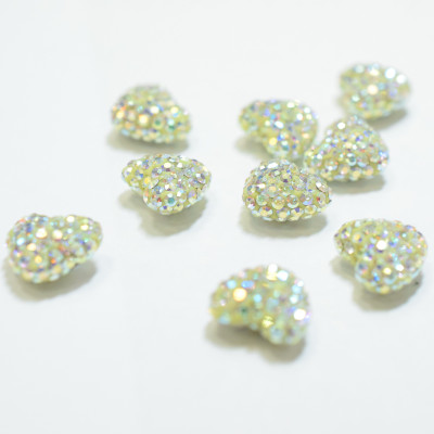Šatonové srdce menší Crystal AB 9 x 10,5mm polovrtané