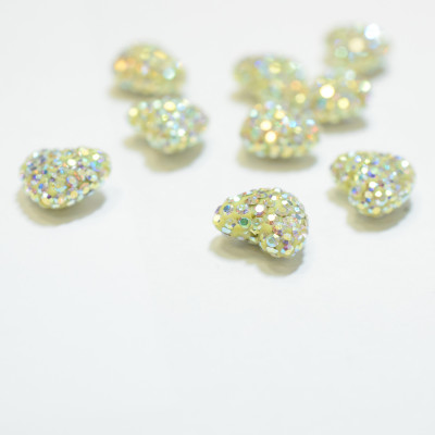Rhinestone heart smaller Crystal AB 9 x 10,5mm drilled