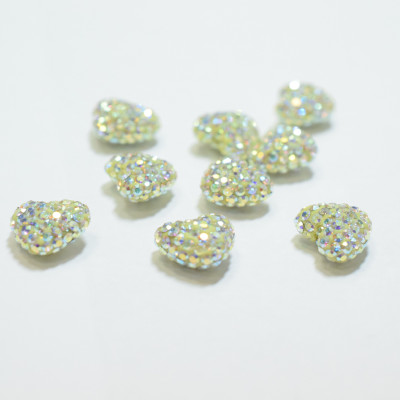 Šatonové srdce menší Crystal AB 9 x 10,5mm polovrtané