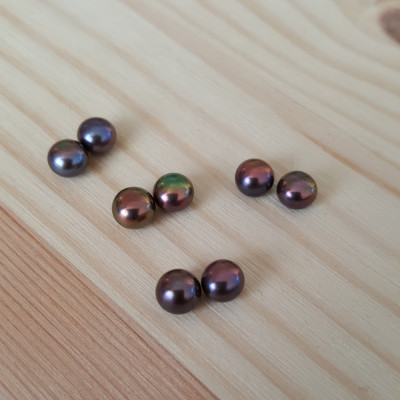 Natural freshwater pearl brown violet 5,5-6mm semi-drilled