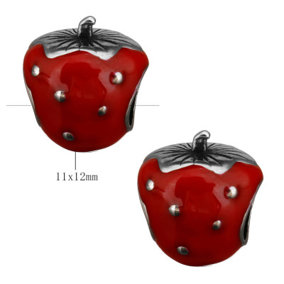Red strawberry surgical steel bead