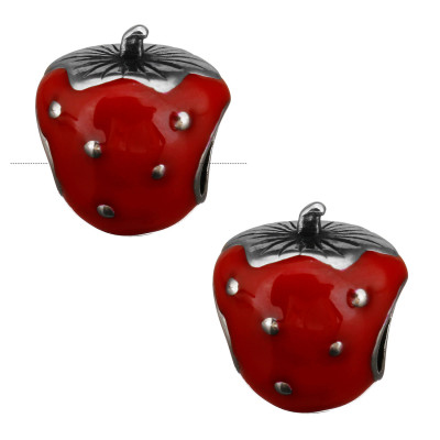 Red strawberry surgical steel bead