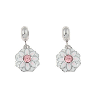 Pendant flower with pink rhinestone surgical steel