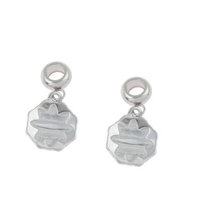 Pendant flower with pink rhinestone surgical steel