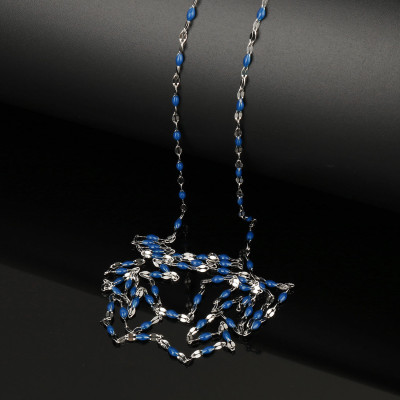 Oválná řetízkovina s barevnými korálky výběr z mnoha barev chirurgická ocel