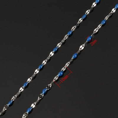 Oválná řetízkovina s barevnými korálky výběr z mnoha barev chirurgická ocel