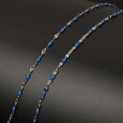 Oválná řetízkovina s barevnými korálky výběr z mnoha barev chirurgická ocel