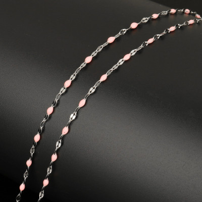 Oválná řetízkovina s barevnými korálky výběr z mnoha barev chirurgická ocel