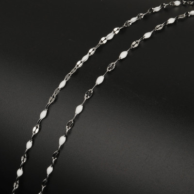 Oval chain with colored beads selection of many surgical steel colors