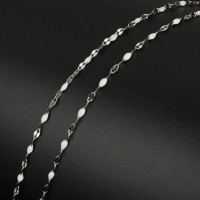 Oval chain with colored beads selection of many surgical steel colors