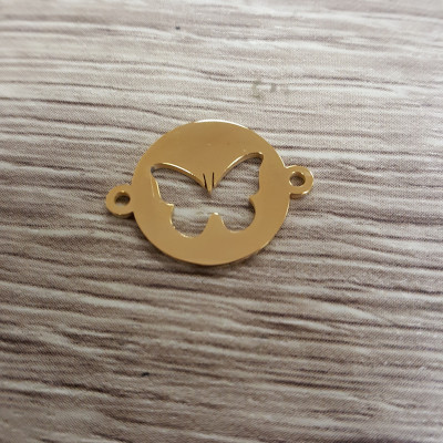 Bow tie connector in two color variants of surgical steel