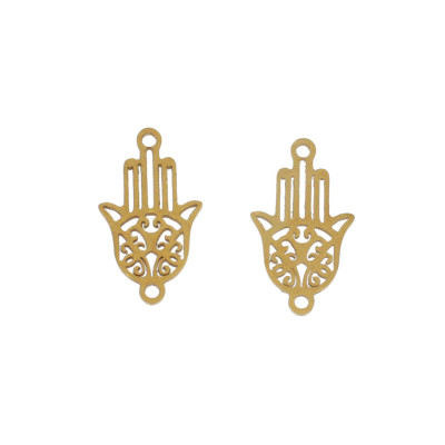 Hamsa connector made of surgical steel in two colors