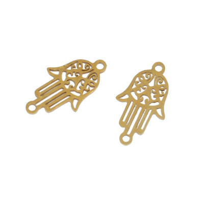 Hamsa connector made of surgical steel in two colors